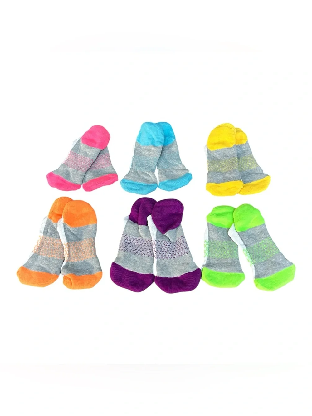 NWOT lo-Cut Athletic Socks - Pink, Blue, Yellow, Orange, Purple, Green (6-Pack)